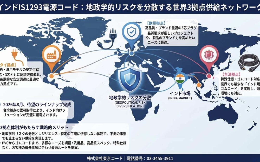 インドIS1293認証電源コード供給体制を大幅強化 ― 3拠点ネットワークによる安定供給